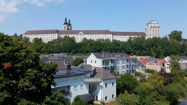 Kremsm&uuml;nster Town and Historic Kremsm&uuml;nster Abbey in Upper Austria, Austria.
