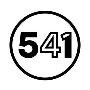 Number 541 Isolated in Circle, Bold Black Font, Graphic Design Element