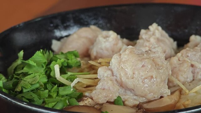 Congee or rice porridge with pork.
