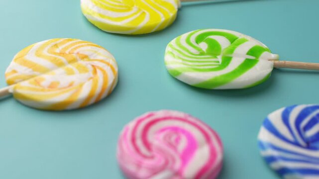 Colourful Lollipop on orange Background