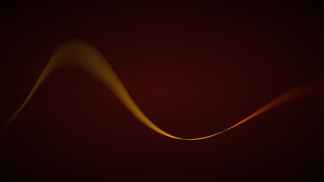 Abstract golden wave line glowing on a dark brown background