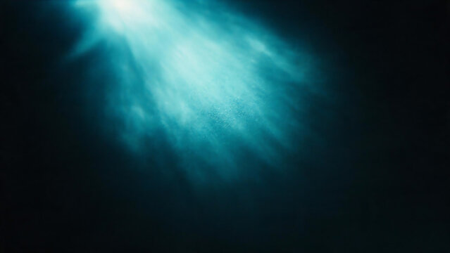Blue Light Rays Glowing Through Dark Water