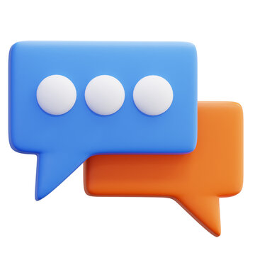 3D chat bubble messenger communication conversation social app notification interface orange blue speak