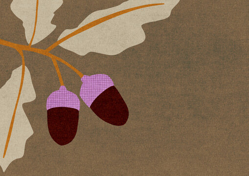 Winter botanical illustration with contemporary colors and autumn feel