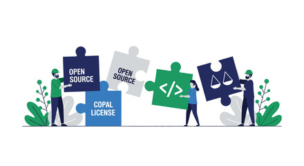 Obraz premium Open Source Software and Copal License Compliance Puzzle Illustration