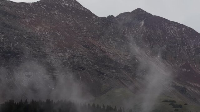 Aerial close up of cliff face on El Diente Peak in Telluride Colorado in San Juan National Forest