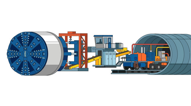 Tunnel Boring Machine (TBM) Excavating Underground Tunnel