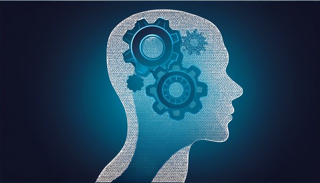 profile of a head with gears