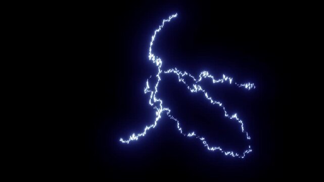 Spectacular thunder lightning explosion with vivid blue electric branches, radiant energy flash, glowing plasma particles, sharp spark trails, dynamic impact effect, alpha channel 4K VFX animation