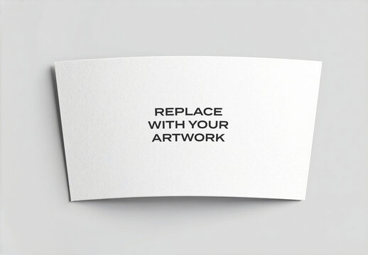 Textured paper mockup with curved edge displayed on a light gray surface, realistic stationery presentation placeholder text for branding and graphic design