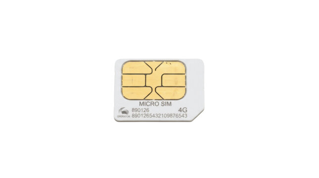 Gold Micro SIM Card Chip for Mobile Smartphone Angled View