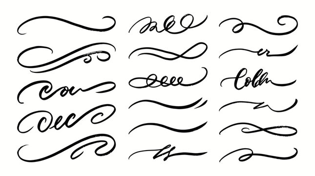 Handwritten calligraphy font set with elegant cursive letters and decorative swashes for branding