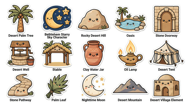 Isolated desert village element with archway illustration