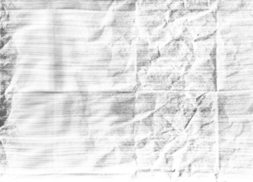 Vector black and white halftone background with crumpled paper folds. Motion blur and a subtle bend flow warp dithered punk revival print
