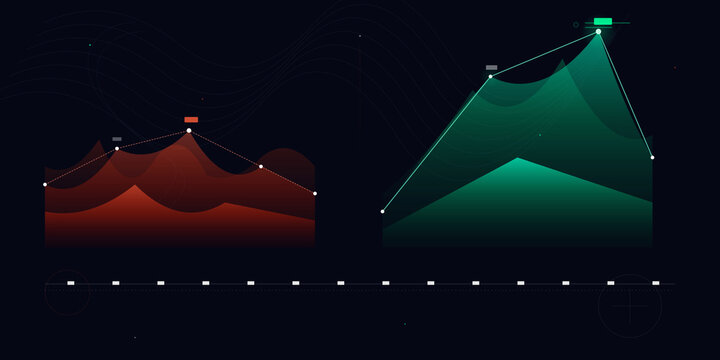 Digital financial data analytics dashboard with displays modern digital on transparent background