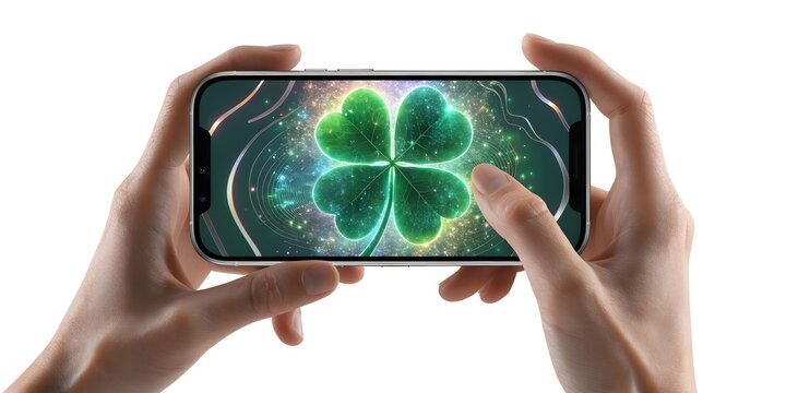 Digital clover leaf on smartphone screen.