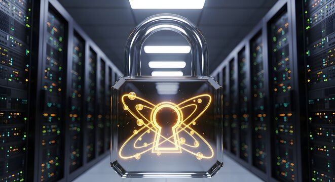 Futuristic glowing butterfly hologram in high-tech server room data center corridor
