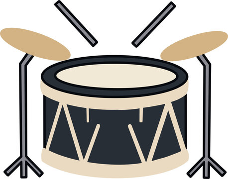 Cute drum kit with cymbals, music and rhythm vector illustration