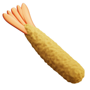 3D ebi Furai Tempura Fried Shrimp Japanese Seafood Snack