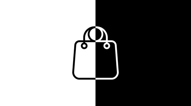 Minimalist shopping bag icon with handles