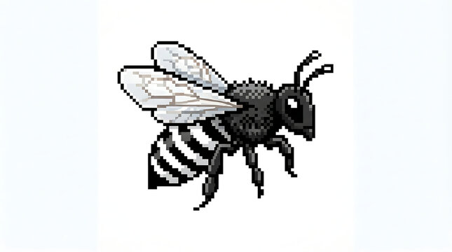 Black and yellow bee flying