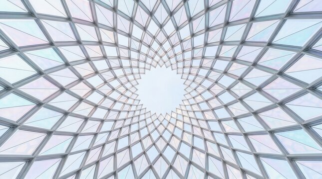 Translucent Architectural Diamond Lattice Ceiling with Geometric Sky Pattern