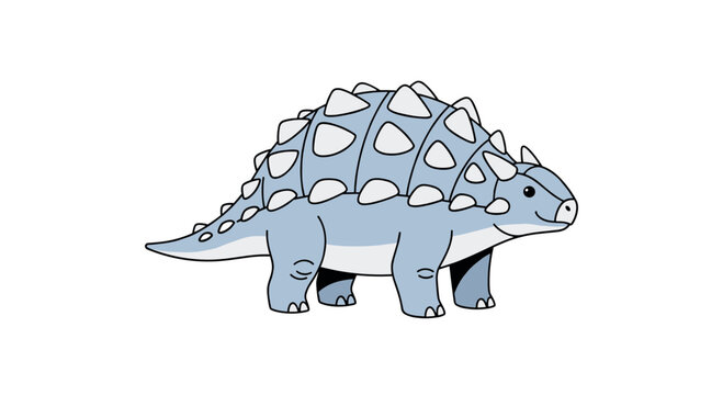 Cute blue ankylosaurus dinosaur cartoon standing as a simple flat vector animal illustration on a white background.