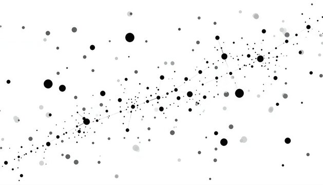 Abstract scatter of black dots and circles creating dynamic particle effect with abstract particle background explosion minimalist movement universe astronomy stardust meteorite fragment