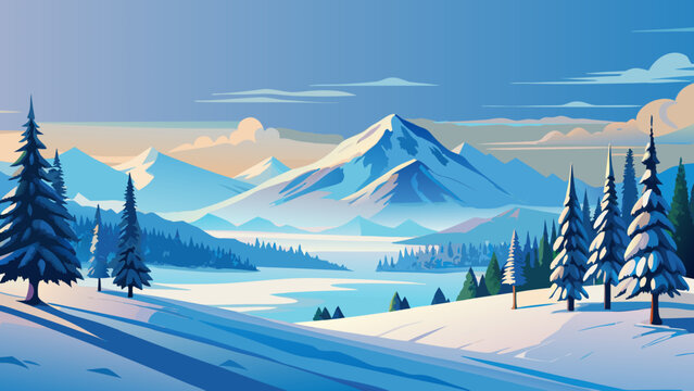 winter, snow panorama, landscape, background, nature, trees, fir trees, conifers, thawed patches, clouds, sky, scenery, frost, freshness, mint, relax, snow, mountain, cold, mountains