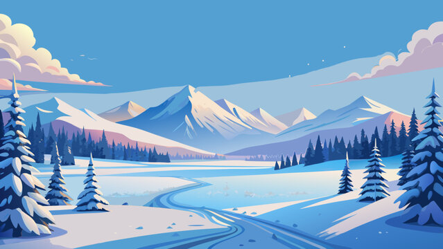 winter, snow panorama, landscape, background, nature, trees, fir trees, conifers, thawed patches, clouds, sky, scenery, frost, freshness, mint, relax, snow, mountain, cold, mountains
