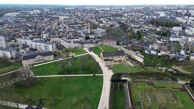 Caen Castle and City View - Drone
