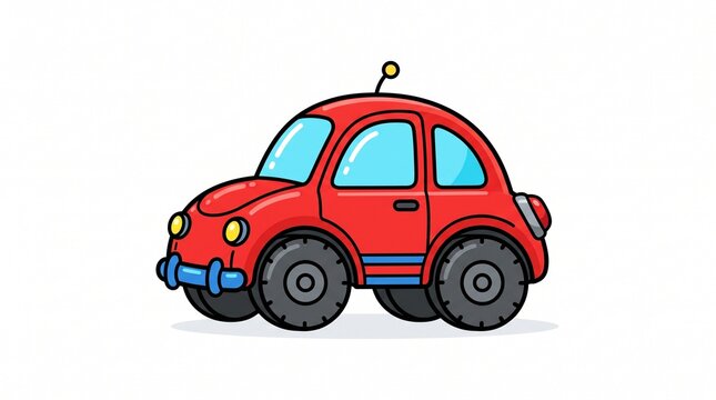 Red Toy Car Vector Illustration Isolated White Background