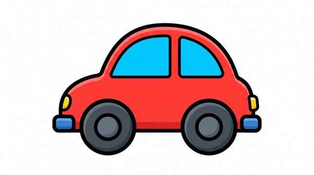 Cute red cartoon toy car vector illustration isolated on white background