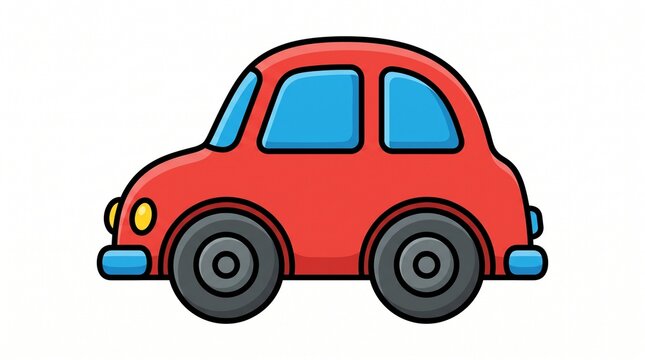 Red toy car cartoon vector illustration isolated on white background