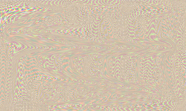 Abstract holographic liquid with iridescent wavy patterns and moire effect