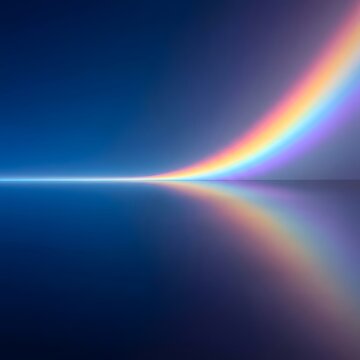 Abstract Rainbow Light Spectrum with Vibrant Gradient Reflection on Dark Blue Background