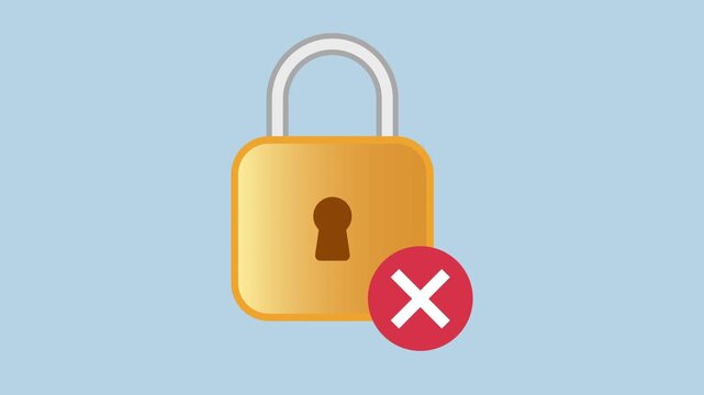 Access Denied Lock with Cross Sign 2d Animation with Alpha Matte