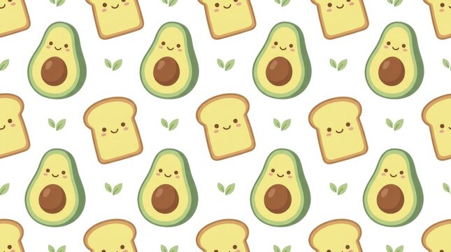 Charming avocado and toast pattern ideal for food enthusiasts and culinary masterpieces