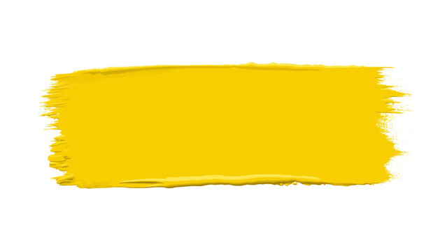 A vibrant yellow paint stroke on white background creating an artistic effect for graphic design elements and creative projects