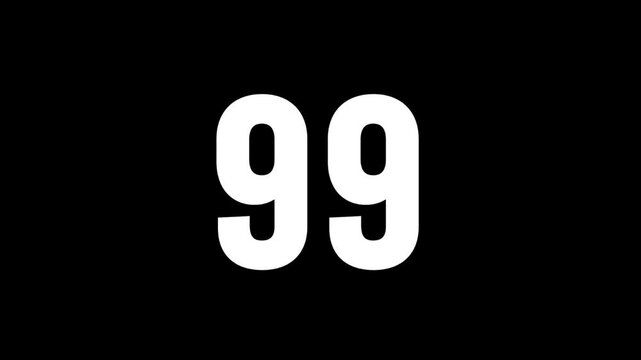 Burning number 99 with glitch effect and transparent background, fire number, ninety-nine