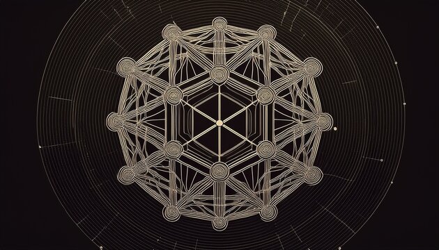a minimalist line drawing of a circular network