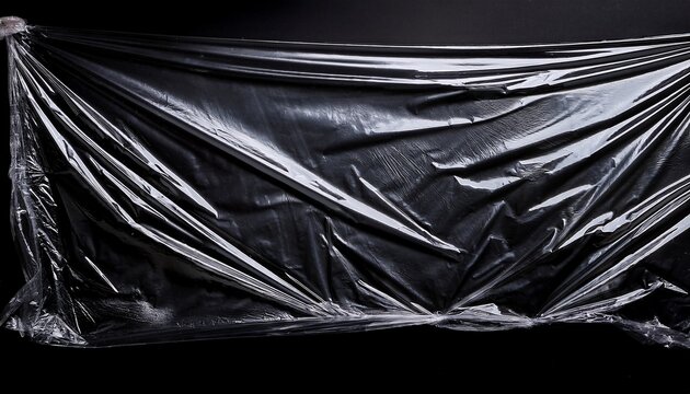 realistic plastic wrap texture on black background wrinkled packaging