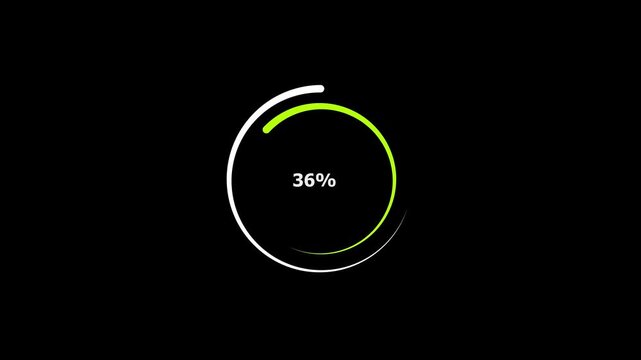2 loading circle white and green color animation. Digital circle bar black background 4k video.
