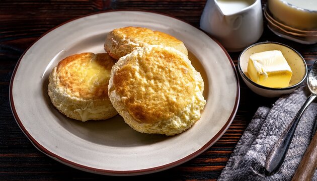 breakfast of warm fluffy biscuits and creamy butter