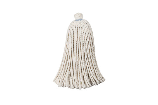 Clean white cotton mop head for floor cleaning and household chores isolated for easy editing usage
