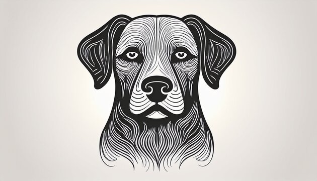 a minimalist line drawing of a dog s head in black on a white background