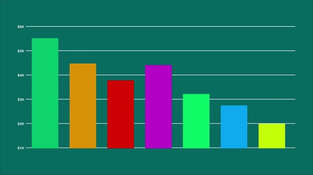 Colorful growth bar graph on green background
