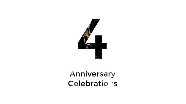 4th anniversary celebration with abstract black, yellow, white and blue color animation on white background