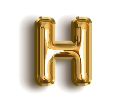 Gold glitter balloon letter H for celebration, party decor, and festive branding elements