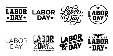 Fototapeta premium A diverse collection of labor day typography designs featuring stars and patriotic elements perfect for holiday celebrations and marketing promotions